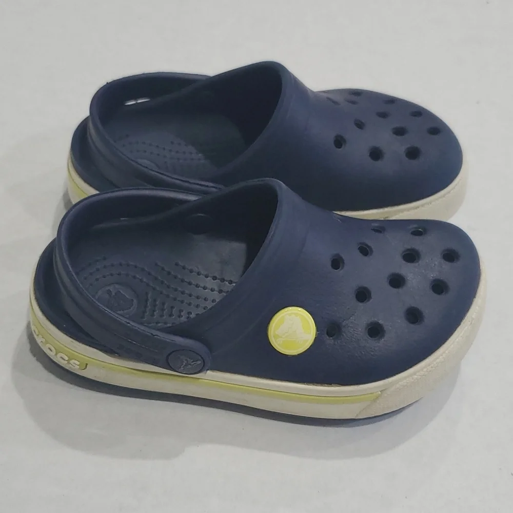 Crocs Kids Classic Crocband Sandals Clogs Navy Blue Size C 8-9